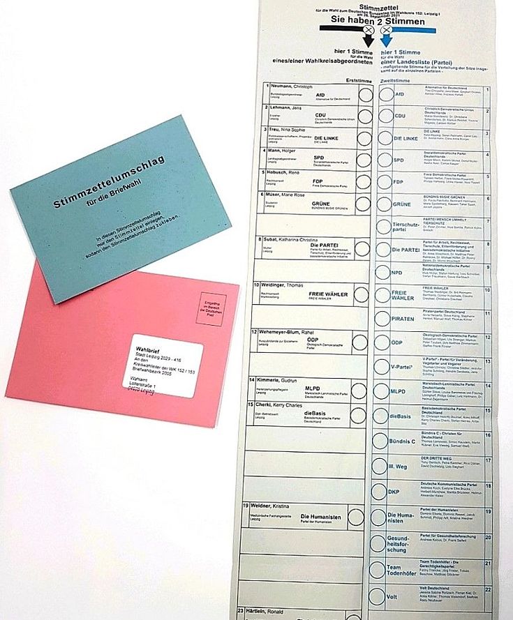 Stimmzettel des Leipziger Wahlkreises