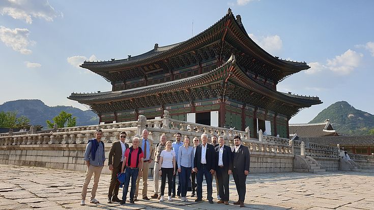 German delegation in front of Geunjeongjeon (main throne hall)