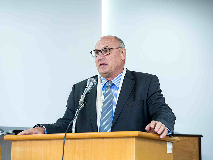 Thomas Fisler holding the Keynote Speech